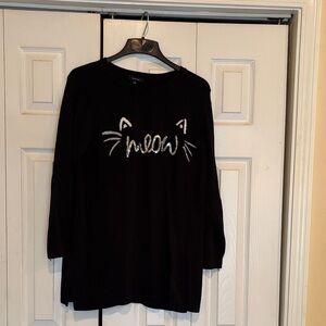 Verve Ami Black Knit Sweater Cat design Size 1X